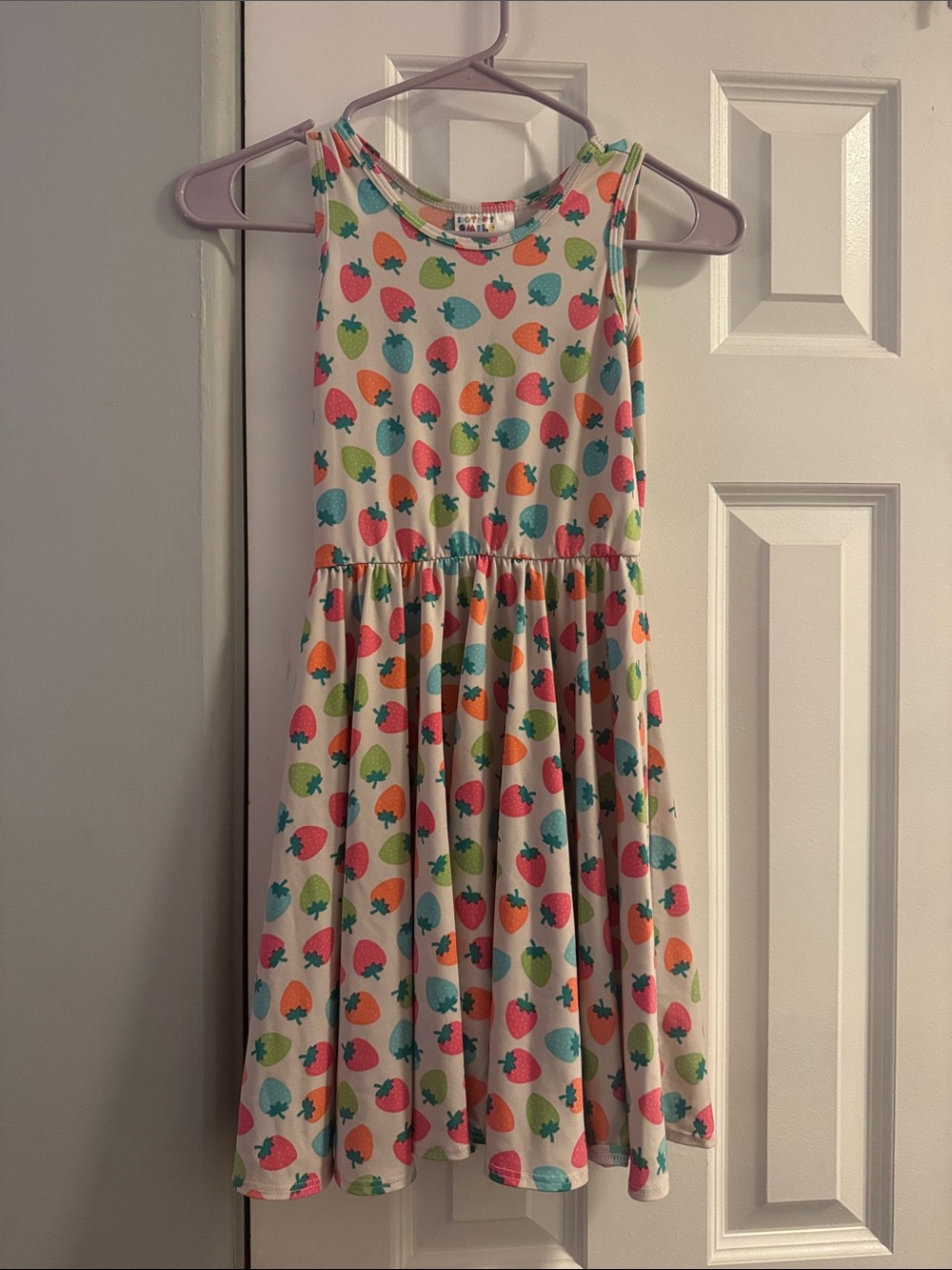 Dot Dot Smile Cream Dress with Multicolor Strawberry Print